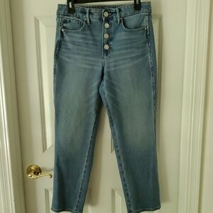 White House Black Market The Sculpt Straight Leg Jewel Button High Rise  Jeans 8